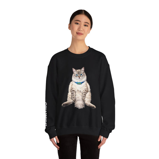 Chonky Sitting Cat Crewneck | Cute Cat Illustration Sweatshirt