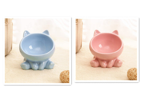 Ceramic Cat Bowl Set of 2 Cat Neck Guard -FREE SHIPPING-