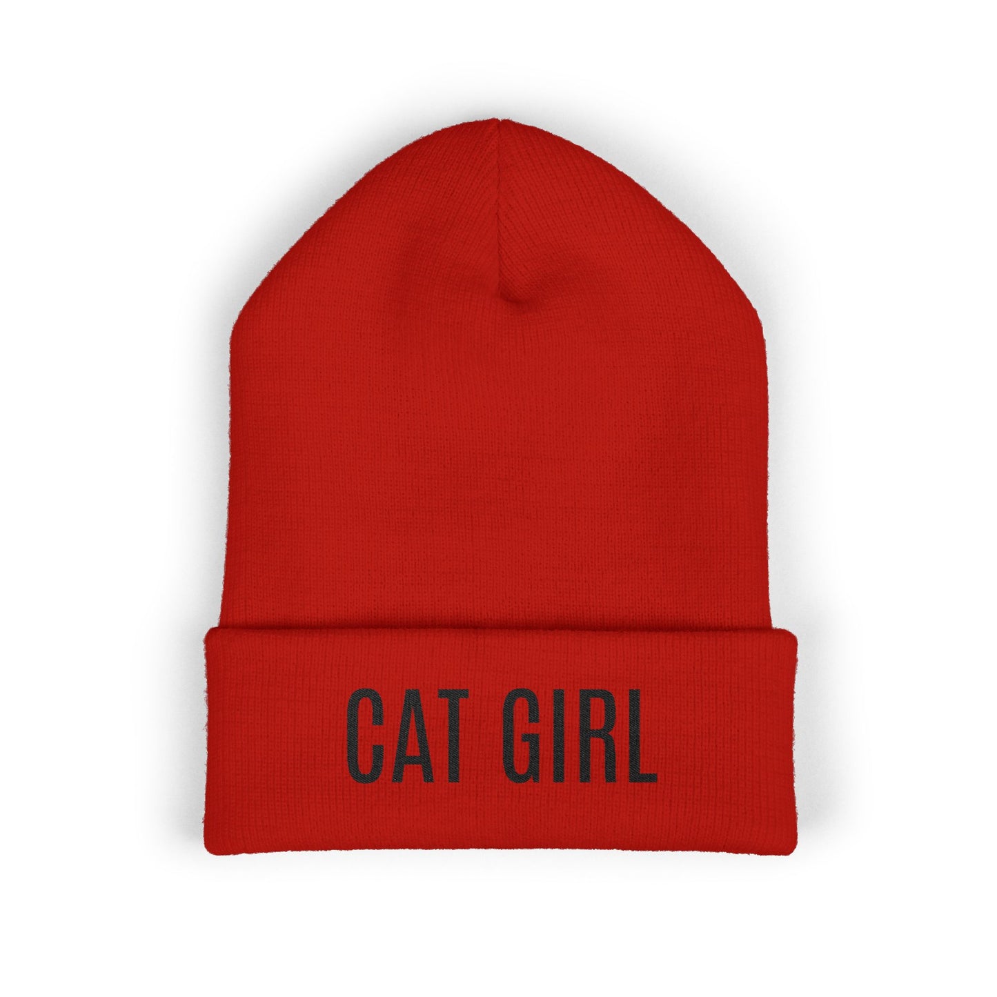 "Cat Girl" Embroidered Cuffed Beanie