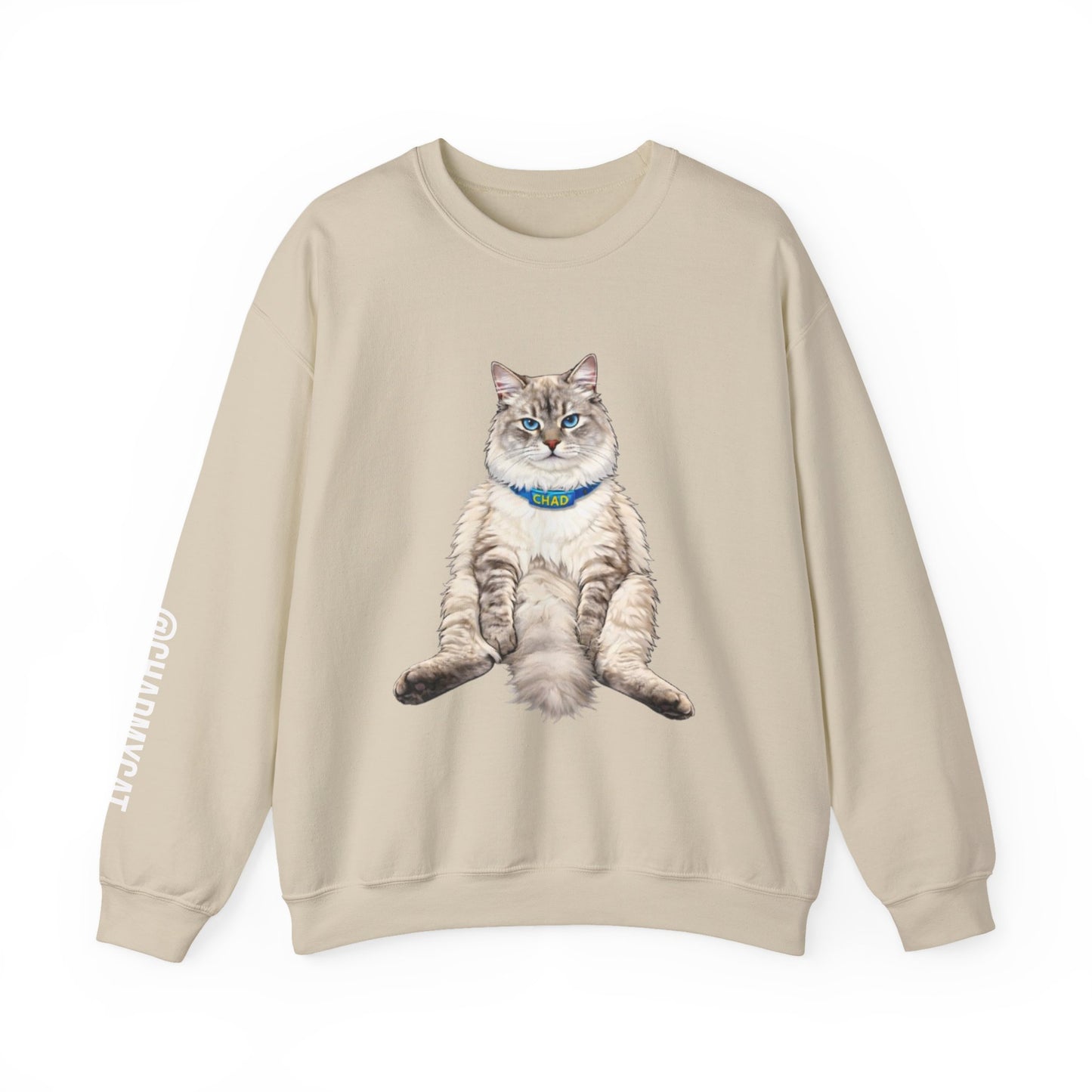 Chonky Sitting Cat Crewneck | Cute Cat Illustration Sweatshirt