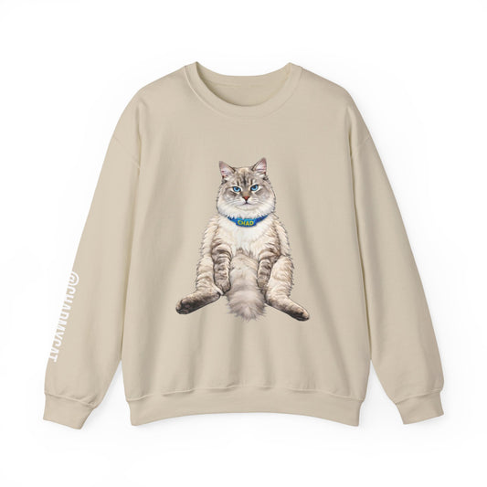 Chonky Sitting Cat Crewneck | Cute Cat Illustration Sweatshirt