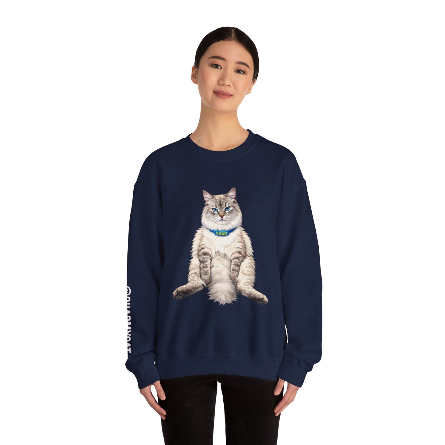 Chonky Sitting Cat Crewneck | Cute Cat Illustration Sweatshirt