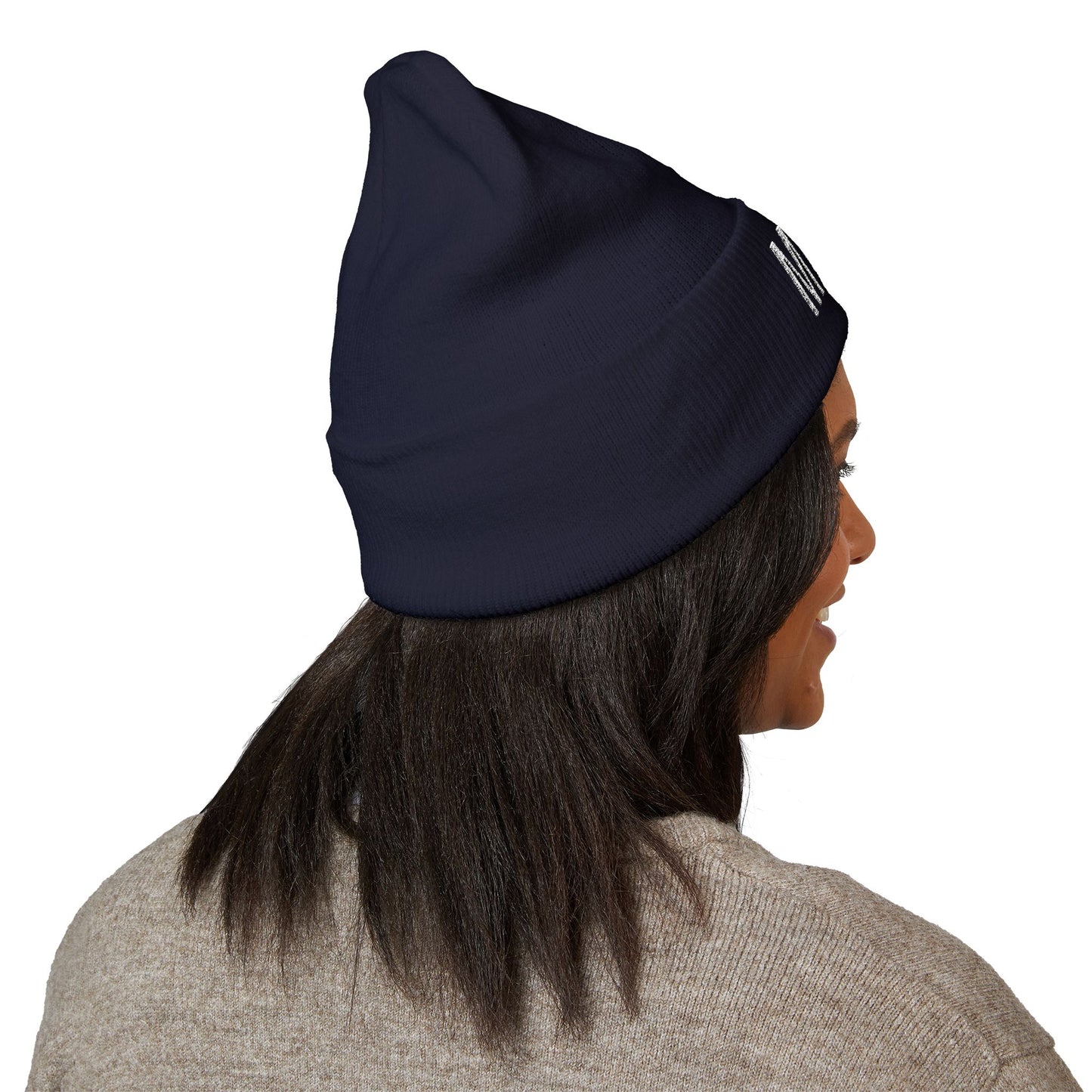 MEOW Embroidered Cuffed Beanie — Cozy Cat Lover Knit Hat
