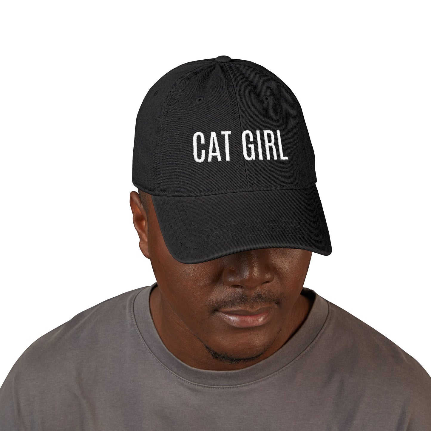 Cat Girl Embroidered Denim Hat – Cute Casual Baseball Cap for Cat Lovers