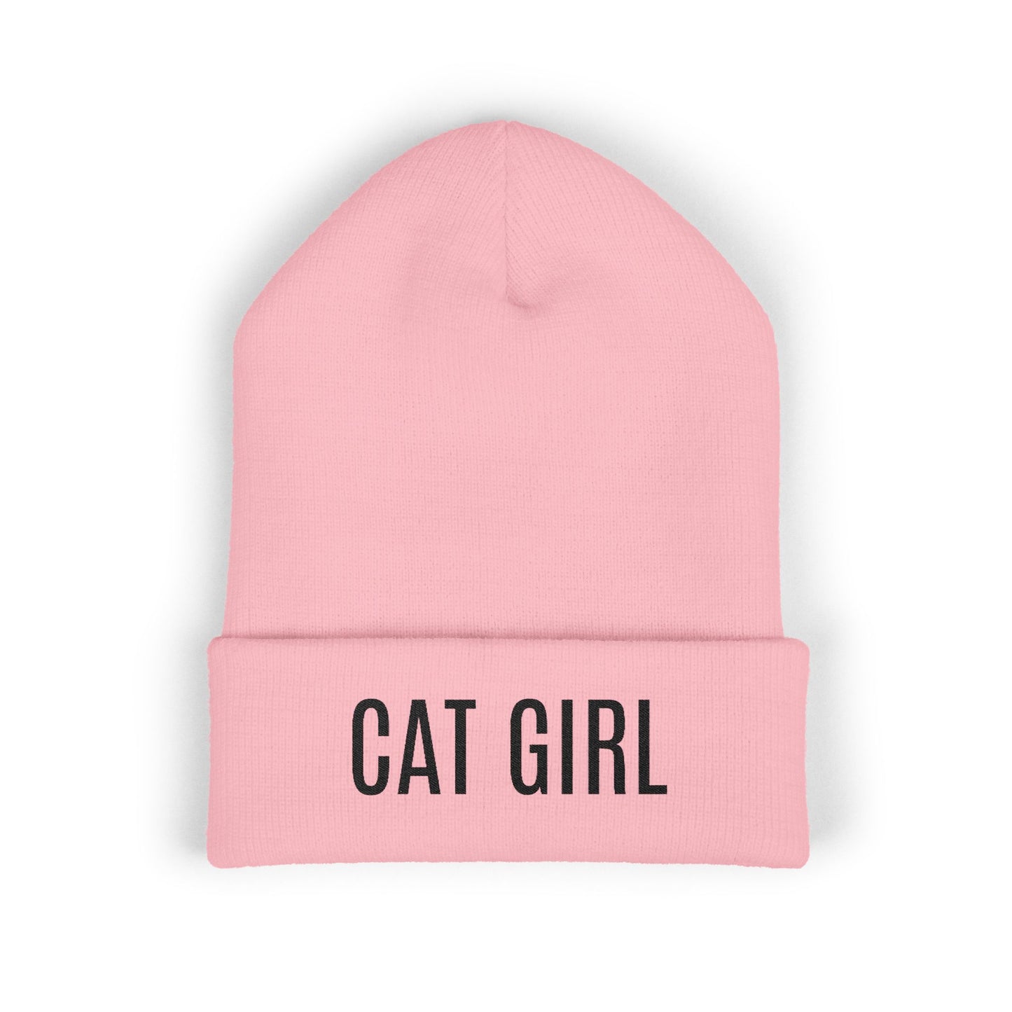 "Cat Girl" Embroidered Cuffed Beanie