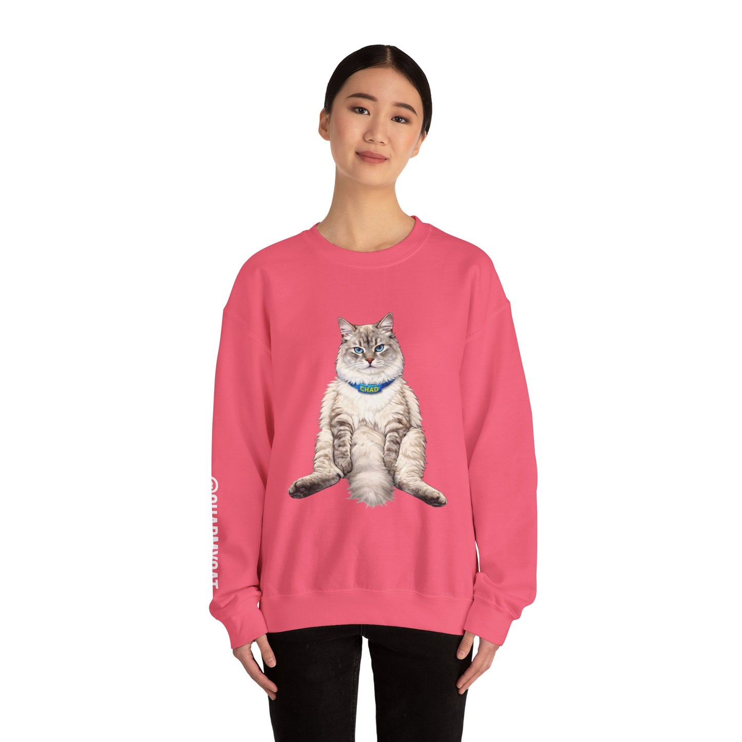 Chonky Sitting Cat Crewneck | Cute Cat Illustration Sweatshirt