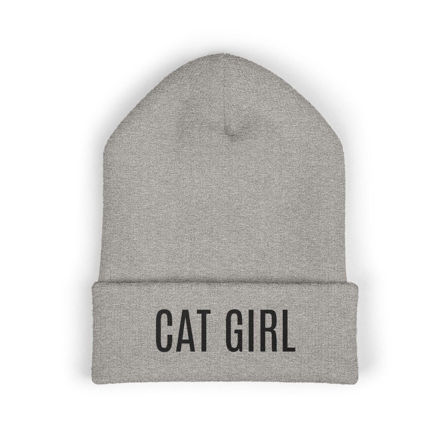 "Cat Girl" Embroidered Cuffed Beanie