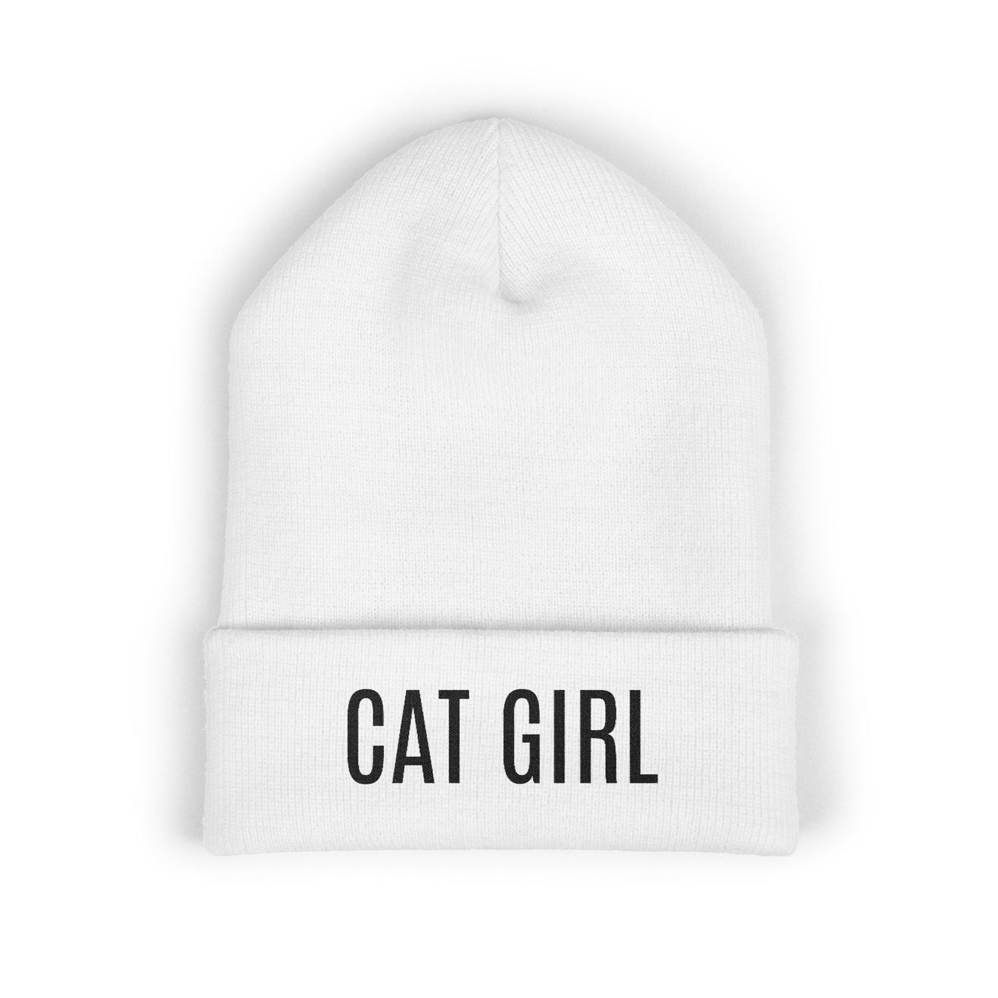 "Cat Girl" Embroidered Cuffed Beanie