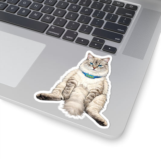 Chill Cat 'Chad' Sticker — Cute Ragdoll Laptop Kiss-Cut Sticker