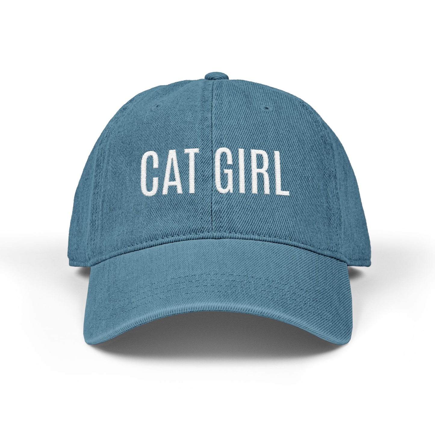 Cat Girl Embroidered Denim Hat – Cute Casual Baseball Cap for Cat Lovers