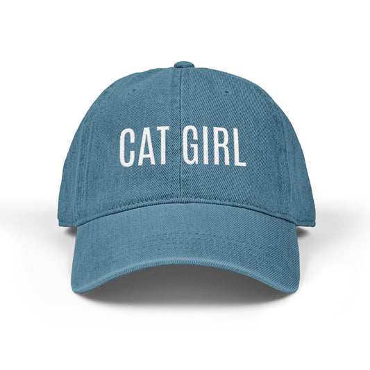 Cat Girl Embroidered Denim Hat – Cute Casual Baseball Cap for Cat Lovers