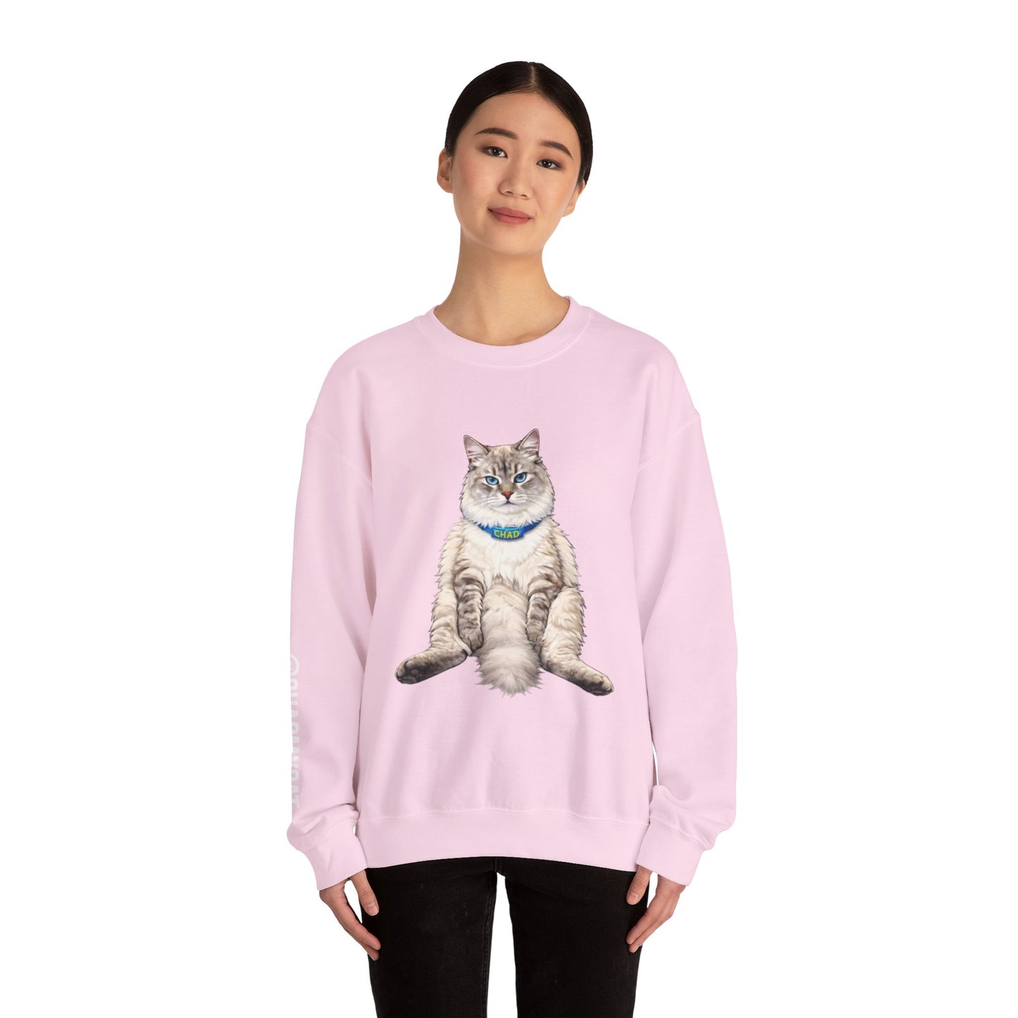 Chonky Sitting Cat Crewneck | Cute Cat Illustration Sweatshirt