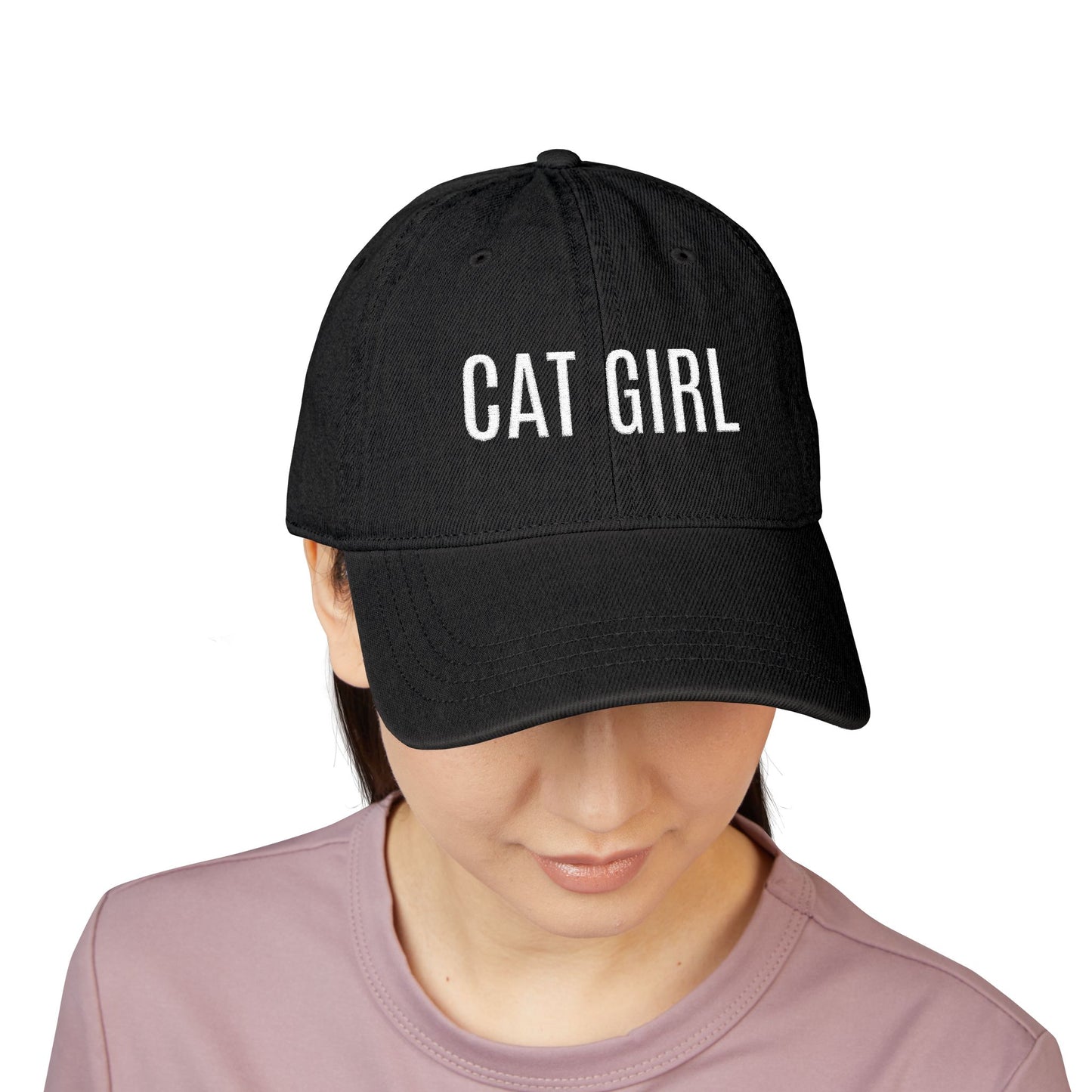 Cat Girl Embroidered Denim Hat – Cute Casual Baseball Cap for Cat Lovers