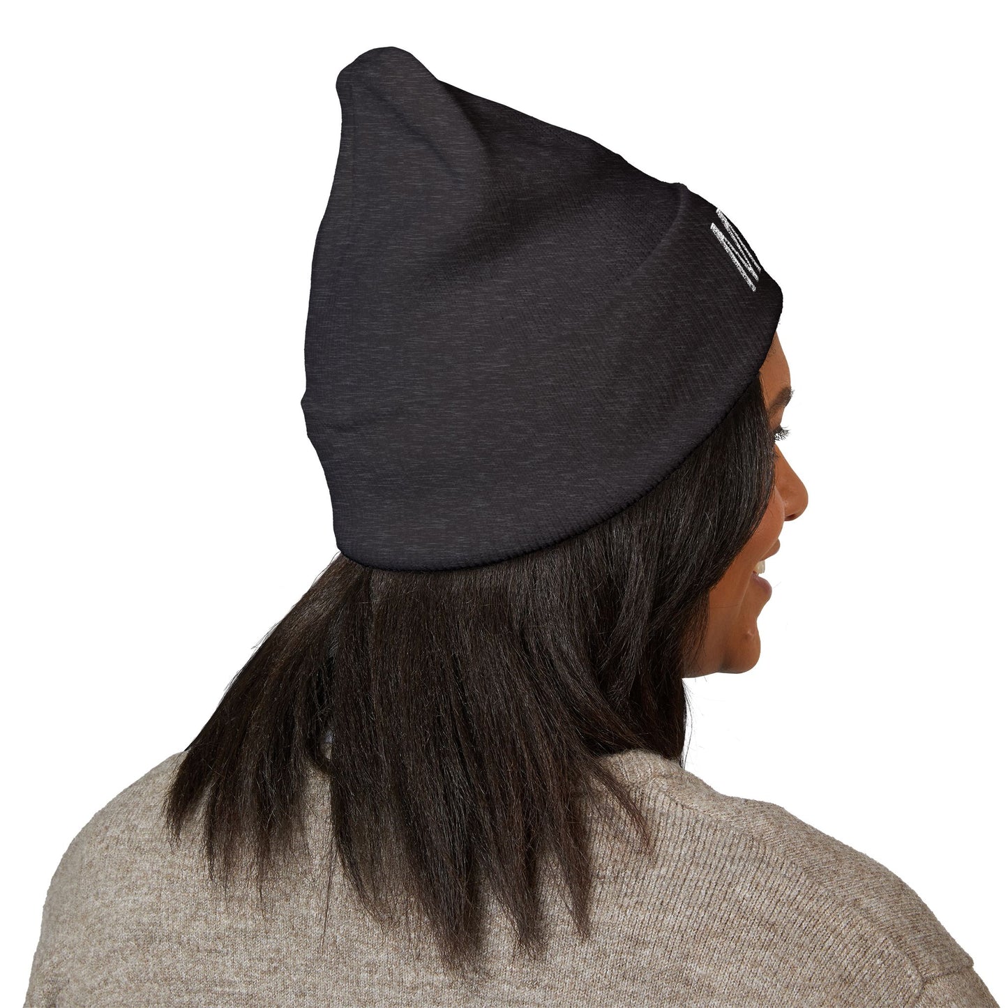 MEOW Embroidered Cuffed Beanie — Cozy Cat Lover Knit Hat