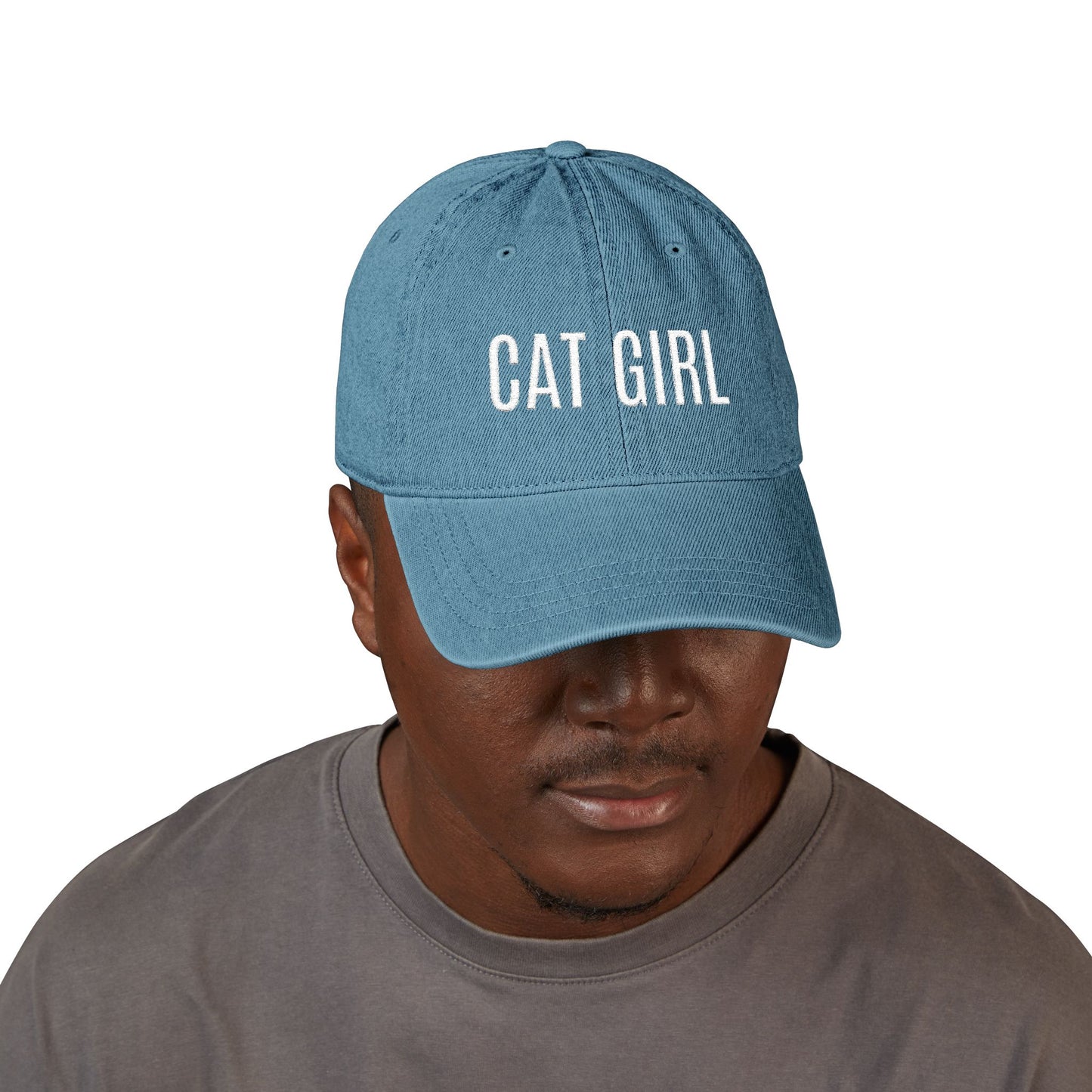 Cat Girl Embroidered Denim Hat – Cute Casual Baseball Cap for Cat Lovers