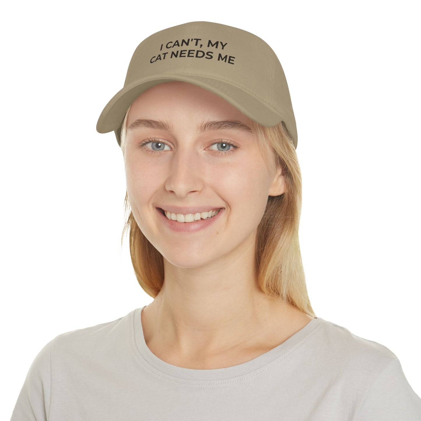 "I can't, my cat needs me" Low Profile Baseball Cap