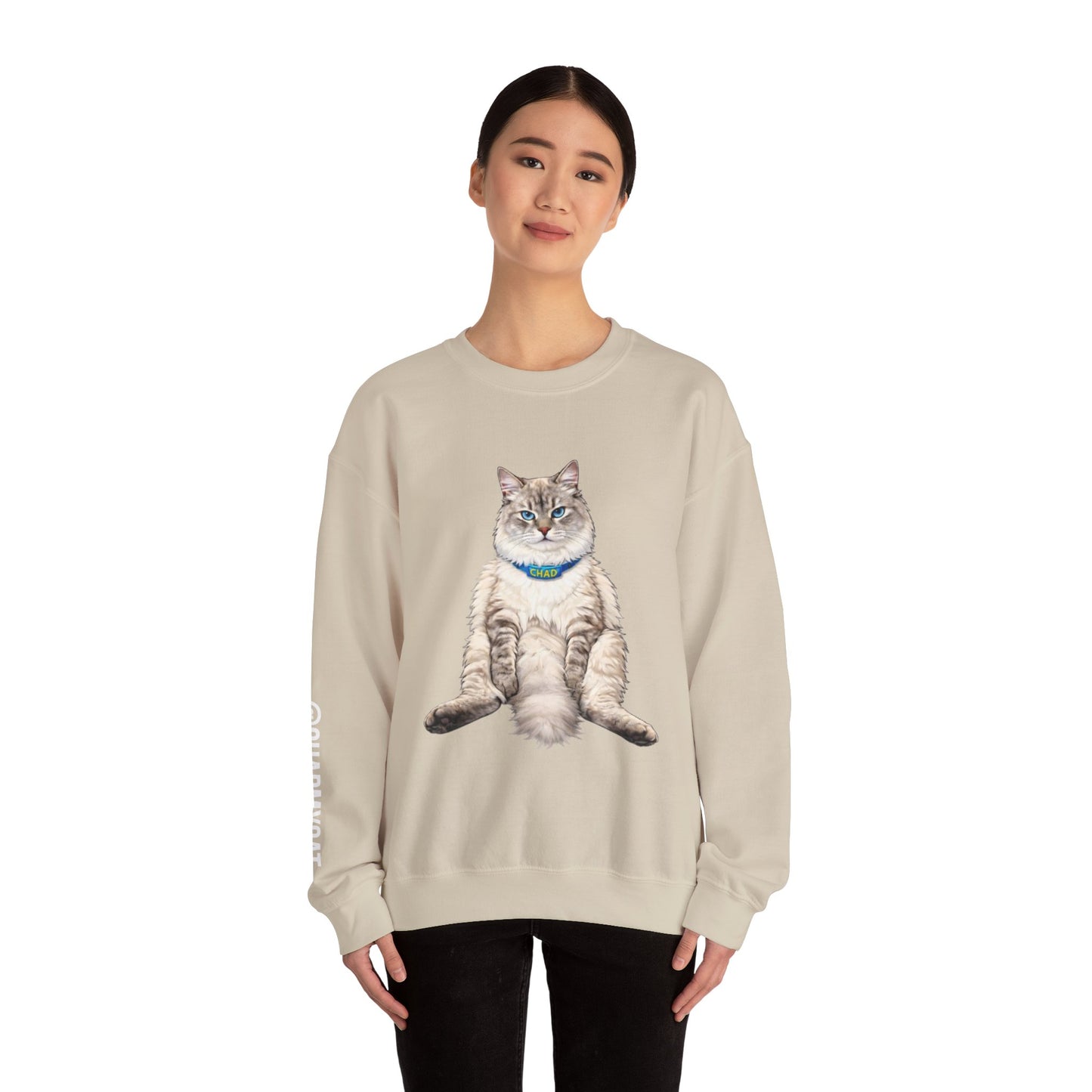 Chonky Sitting Cat Crewneck | Cute Cat Illustration Sweatshirt