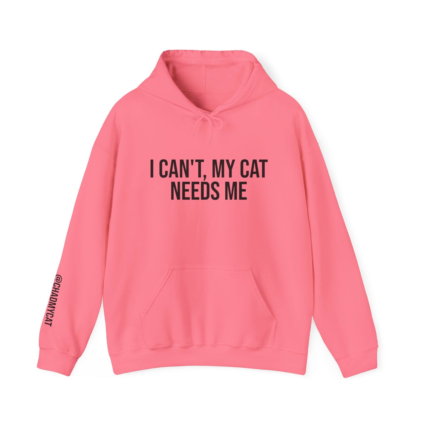 "I can't, my cat needs me" Unisex Heavy Blend™ Hooded Sweatshirt