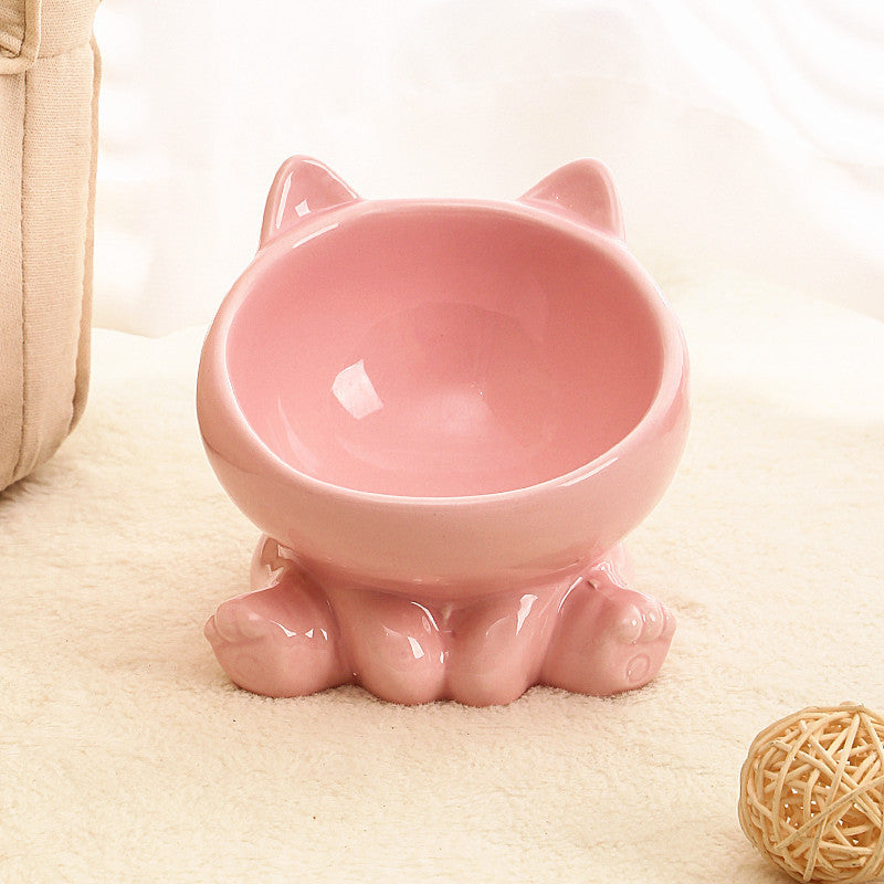 Ceramic Cat Bowl Set of 2  Cat Neck Guard -FREE SHIPPING-