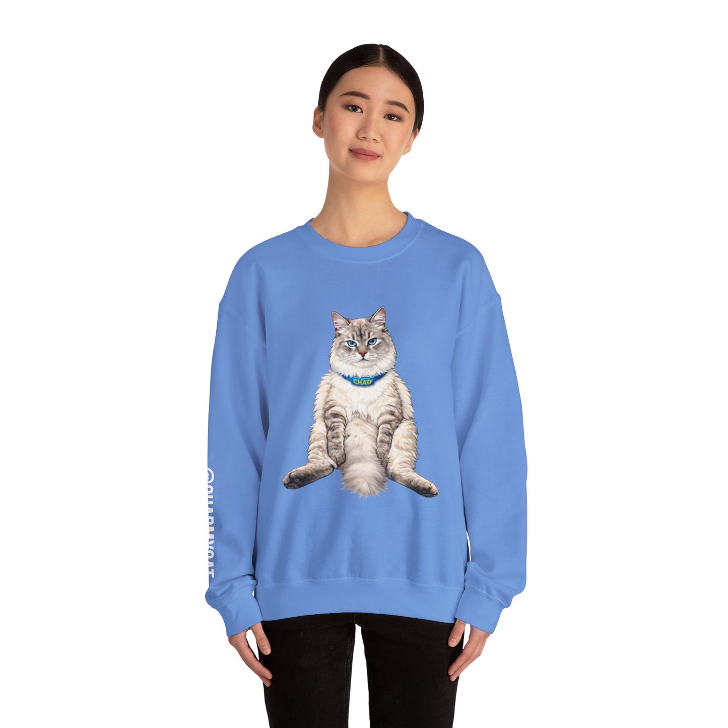Chonky Sitting Cat Crewneck | Cute Cat Illustration Sweatshirt
