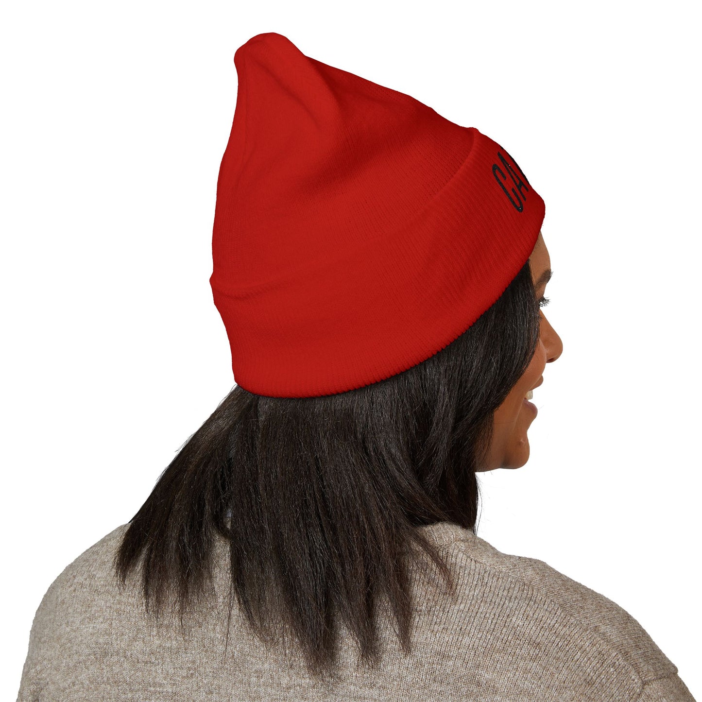 "Cat Girl" Embroidered Cuffed Beanie