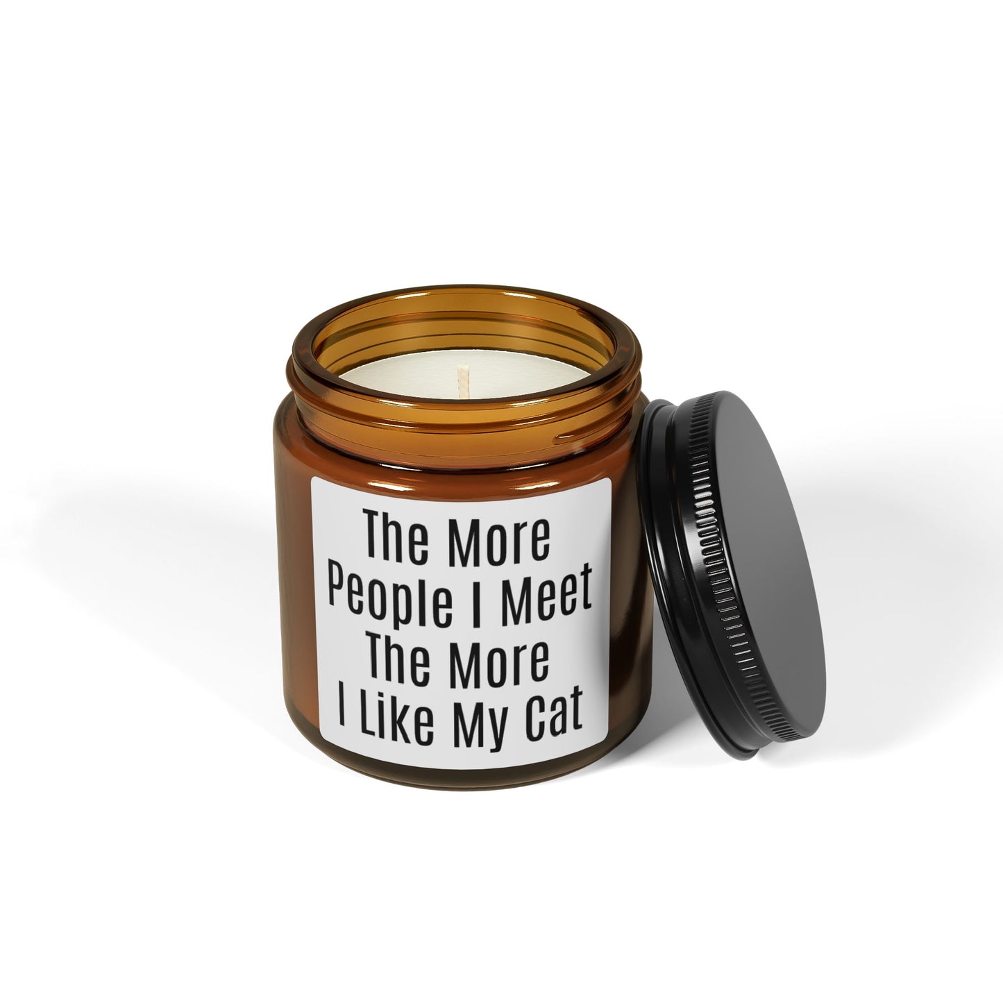 Soy Candle — "The more people I meet the more I like my cat" Amber Jar