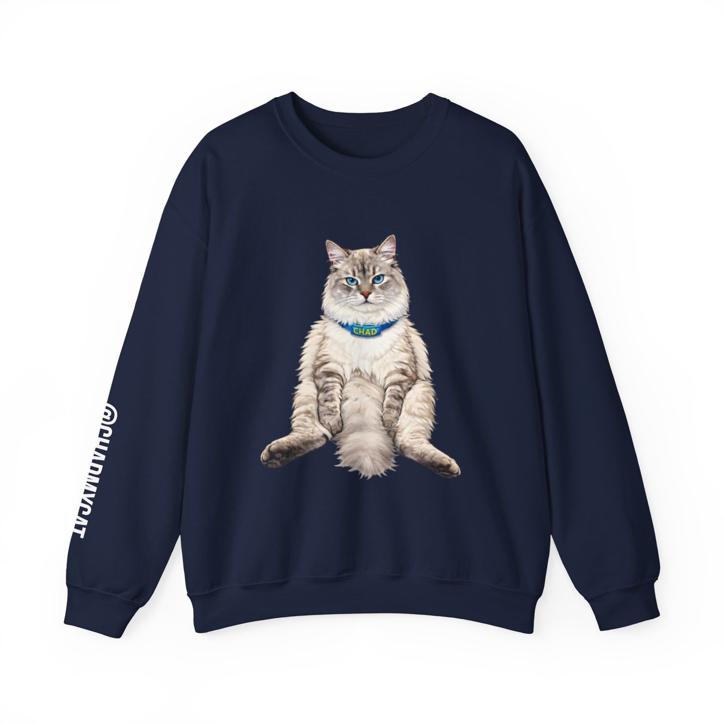 Chonky Sitting Cat Crewneck | Cute Cat Illustration Sweatshirt