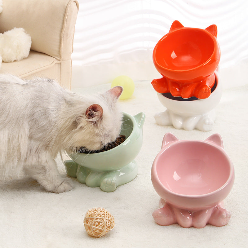 Ceramic Cat Bowl Set of 2  Cat Neck Guard -FREE SHIPPING-