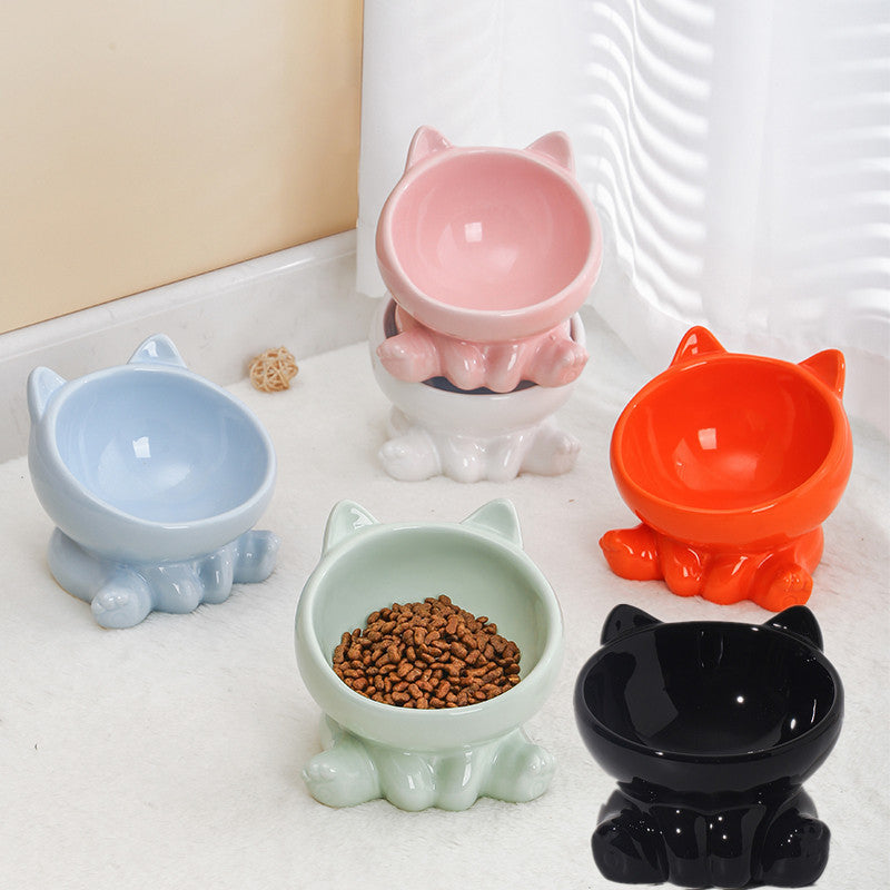 Ceramic Cat Bowl Set of 2  Cat Neck Guard -FREE SHIPPING-
