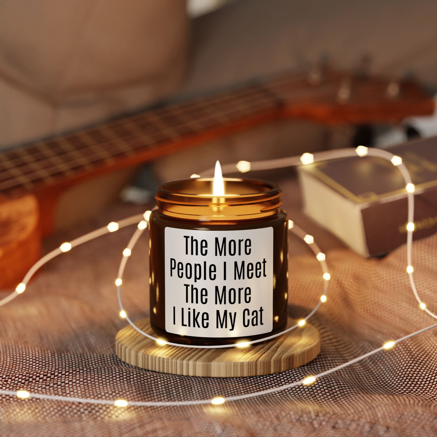 Soy Candle — "The more people I meet the more I like my cat" Amber Jar