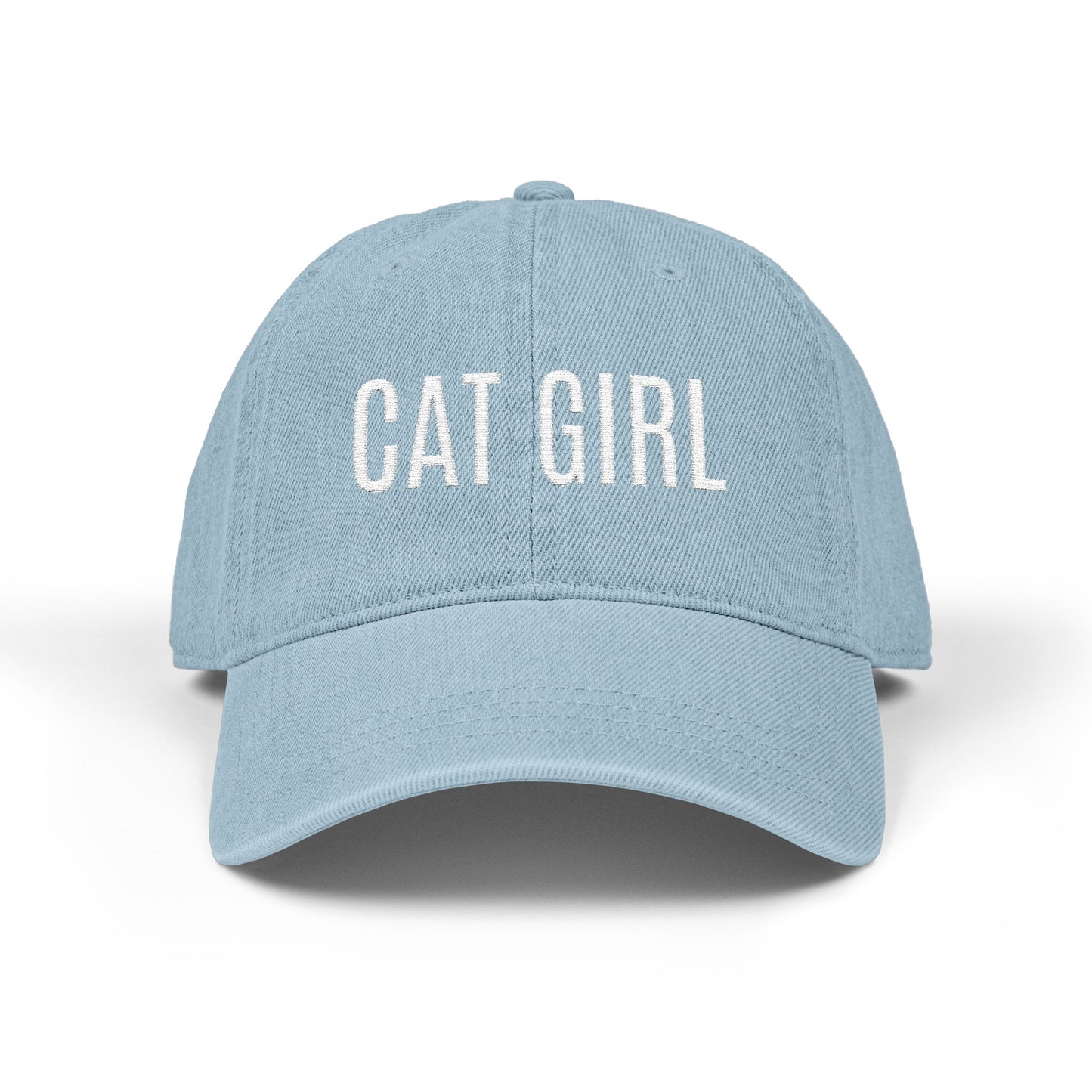 Cat Girl Embroidered Denim Hat – Cute Casual Baseball Cap for Cat Lovers