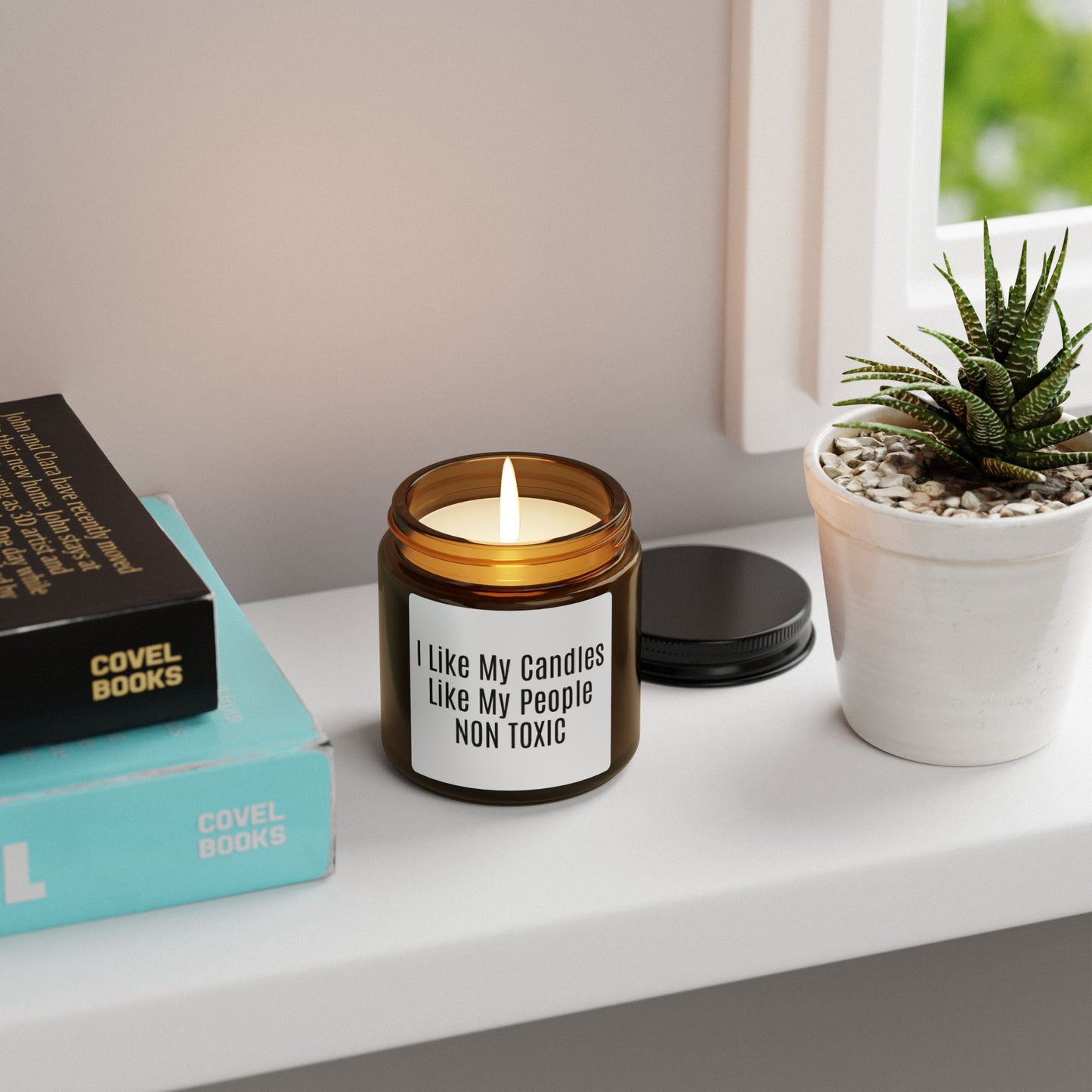Non Toxic Soy Candle - "I Like My Candles Like My People" Amber Jar