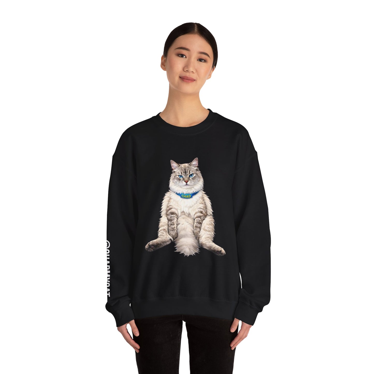 Chonky Sitting Cat Crewneck | Cute Cat Illustration Sweatshirt