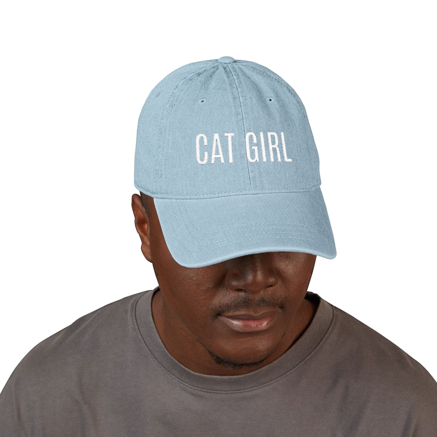 Cat Girl Embroidered Denim Hat – Cute Casual Baseball Cap for Cat Lovers