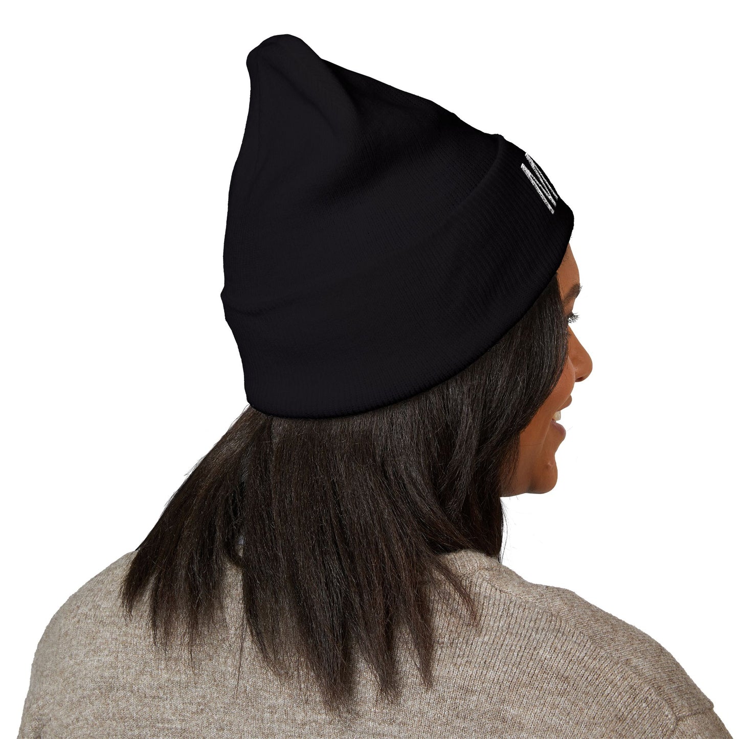 MEOW Embroidered Cuffed Beanie — Cozy Cat Lover Knit Hat