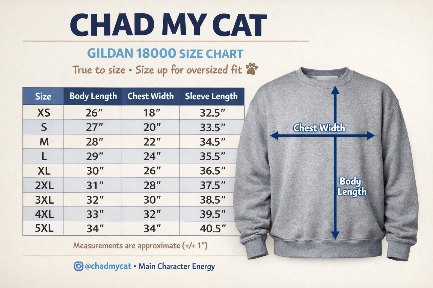 Chonky Sitting Cat Crewneck | Cute Cat Illustration Sweatshirt