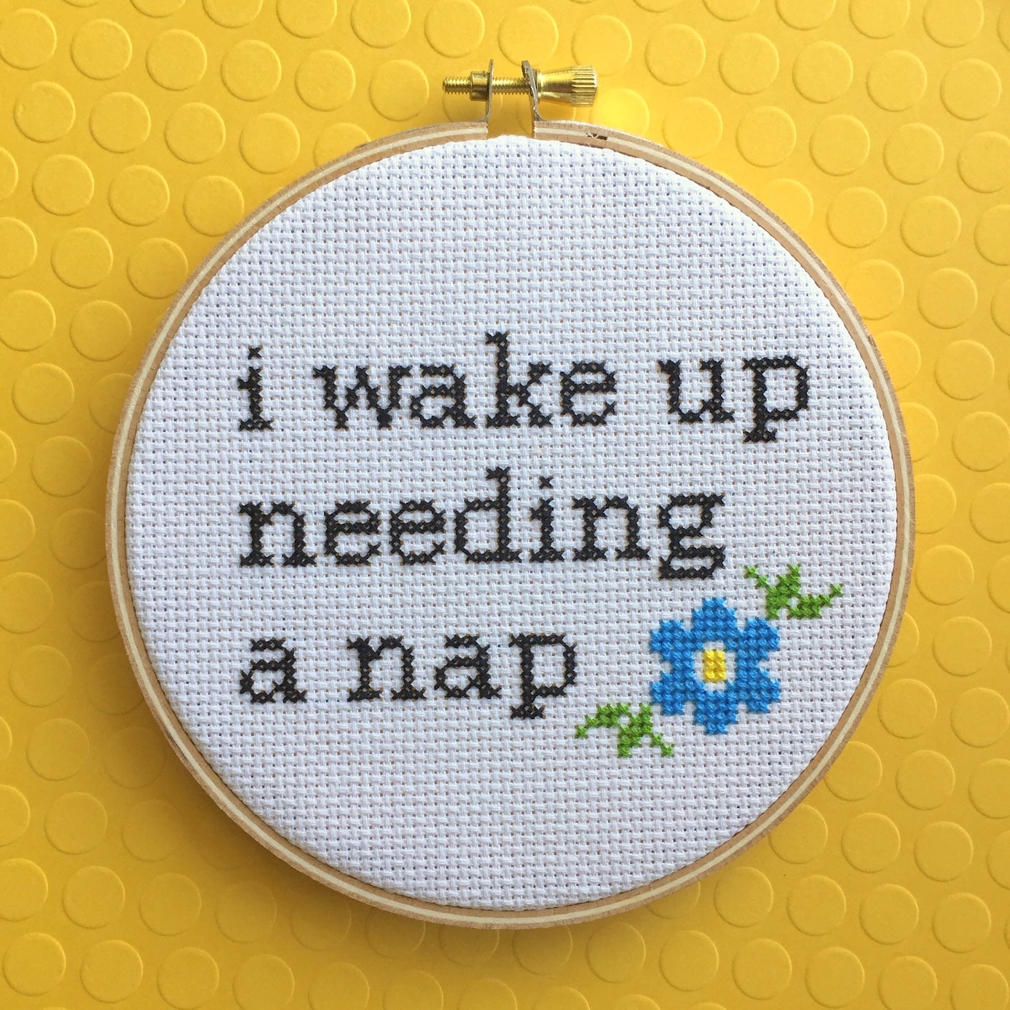 "Wake Up Needing a Nap" Counted Cross Stitch DIY KIT Intermediate -FREE SHIPPING-