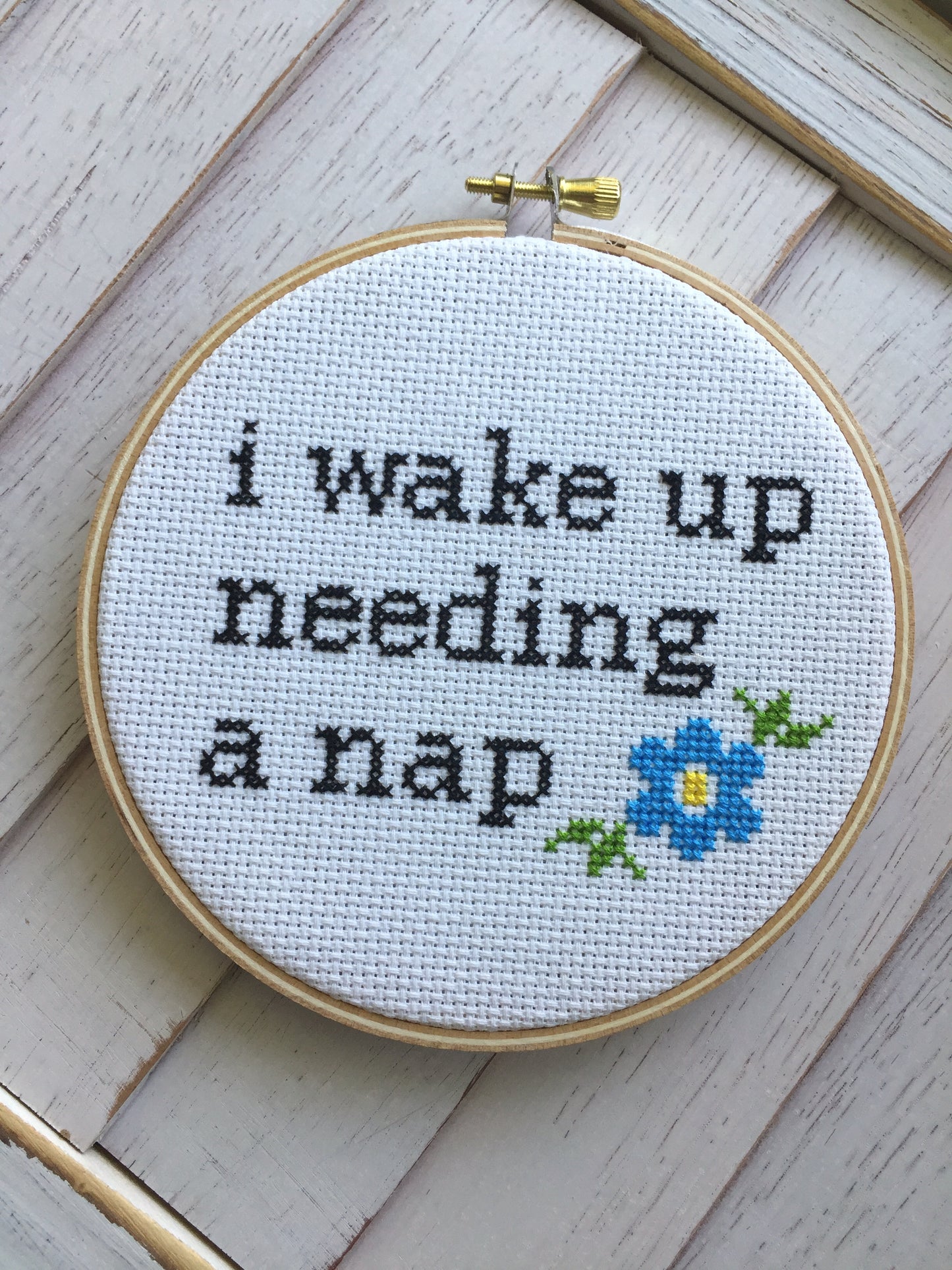 "Wake Up Needing a Nap" Counted Cross Stitch DIY KIT Intermediate -FREE SHIPPING-
