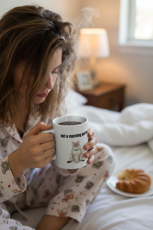 Person holding Chubby Chad mug with steam